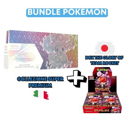 Pokemon collezione speciale super premium evoluzioni prismatiche Bundle + box team rocket