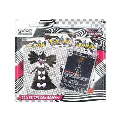 Pokemon Collezione Fuoco Bianco con Adesivo Gothita, Gothorita e Gothitelle ITA